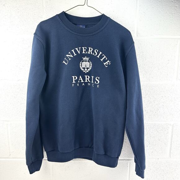 Universite Paris Crewneck Sweatshirt Size L, Navy Blue, 21x27 - Picture 1 of 8